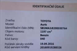 Toyota Auris 1,2 T, ČR, 1 MAJ., SERVIS.KN.