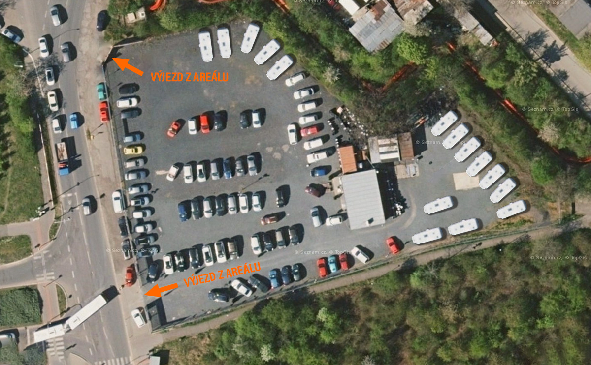 Parkování karavanů - mapa areálu